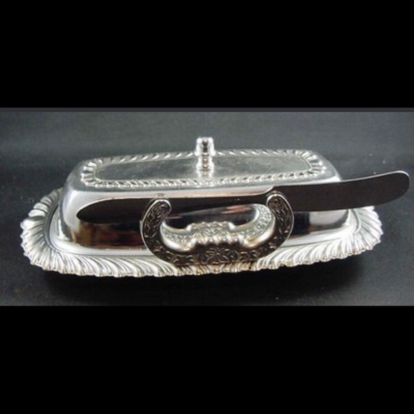 VINTAGE IRVINWARE 1970s Butter Dish with Knife Holder & Glass Insert Tray Set - Picture 4 of 7